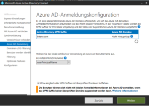 2018 azure ad connect azure ad anmeldungskonfiguration